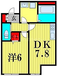 クライム3 2階1DKの間取り