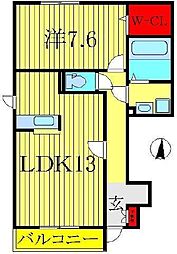 フォレステージB 1階1LDKの間取り
