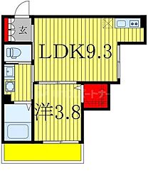 シティハウス豊四季 3階1LDKの間取り