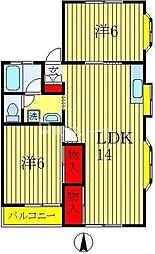 ロイヤル流山 1階2LDKの間取り