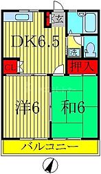 第2サンハイツ 2階2DKの間取り
