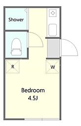 グラン柏A 2階ワンルームの間取り