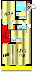 フォーリア　B 2階2LDKの間取り