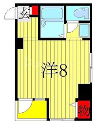 フラッツ・シゲ 3階ワンルームの間取り