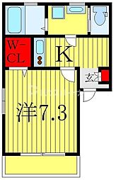 プレシャス東初石 1階1Kの間取り