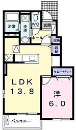 エスポワール4 1階1LDKの間取り