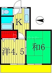 柏コーポ 2Kの間取図画像