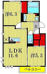 アピチェ 2階2LDKの間取り