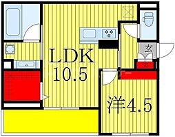 スリーレイヤー柏の葉 1階1LDKの間取り