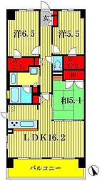 クレストフォルム柏サウスウイング 9階3LDKの間取り