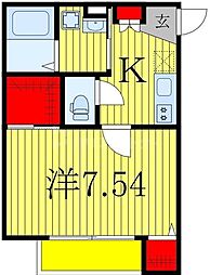 MQuarto柏III 2階1Kの間取り