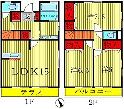 アルファタウン天王台G 2階3LDKの間取り