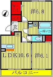 カーザ・ビアンカ 1階2LDKの間取り