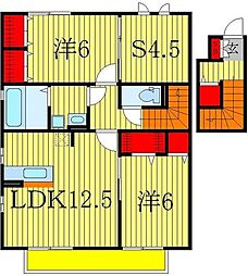 イリアンソス　II 2階2LDKの間取り