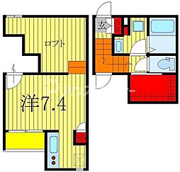 ＣＢ柏ヴェール 2階ワンルームの間取り