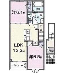 エスタブレＡ 2階2LDKの間取り