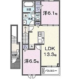 エスタブレＡ 2階2LDKの間取り