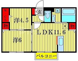 ヴァイスハウス 2階2LDKの間取り