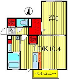 ベルフルール 1LDKの間取図画像