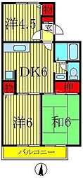 ロイヤルタウン泉A 3DKの間取図画像