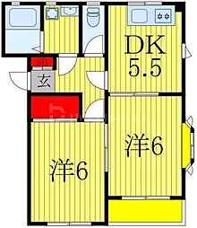 ミント・ハイツ柏 2DKの間取図画像