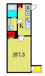 オーガスタABIKO 1Kの間取図画像