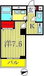 サンシャインヒルズ 1Kの間取図画像