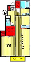 ベルウィルB 1LDKの間取図画像