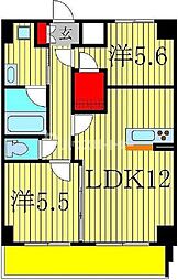 ベルフルール弐番館 2LDKの間取図画像