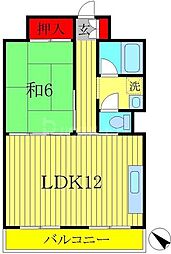 山口マンション 1LDKの間取図画像