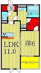 リシェス1 1LDKの間取図画像