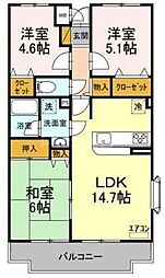 ビューパークヤマモ 3LDKの間取図画像