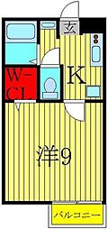サングローヴ 1Kの間取図画像