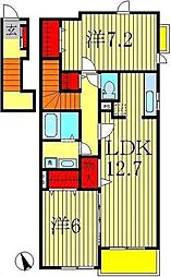 ローズマリーA 2LDKの間取図画像