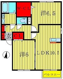 キャトルセゾンD 2LDKの間取図画像
