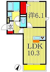 メゾン・ド・ノールおおたか 1LDKの間取図画像