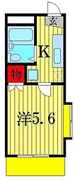 こんたハイツ 1Kの間取図画像