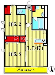 ロチュス・ルカルデ 2LDKの間取図画像