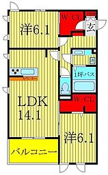 リシェス1 2LDKの間取図画像