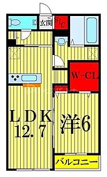 Y・ノヴェルB棟 1LDKの間取図画像