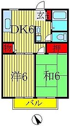 コーポタナカC棟 2DKの間取図画像