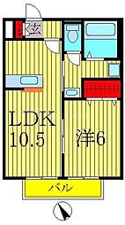 ヴァンテkoda 1LDKの間取図画像
