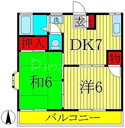 たんぽぽハイツ 2DKの間取図画像