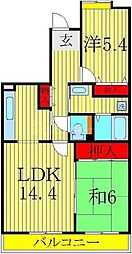 コーポレート新柏駅前3号棟 2LDKの間取図画像