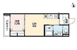 クオリア北柏 1LDKの間取図画像