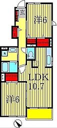 ハミングヒルズA 2LDKの間取図画像