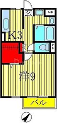 セレニティーホームズA 1Kの間取図画像