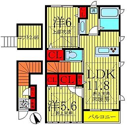 ルシェール壱番館 2LDKの間取図画像