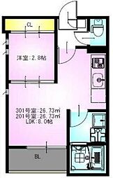 アールスマート柏 1LDKの間取図画像
