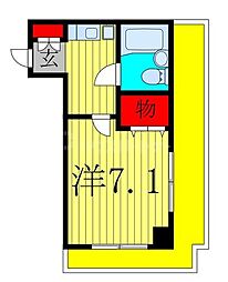 パレ・ドール柏2 1Kの間取図画像